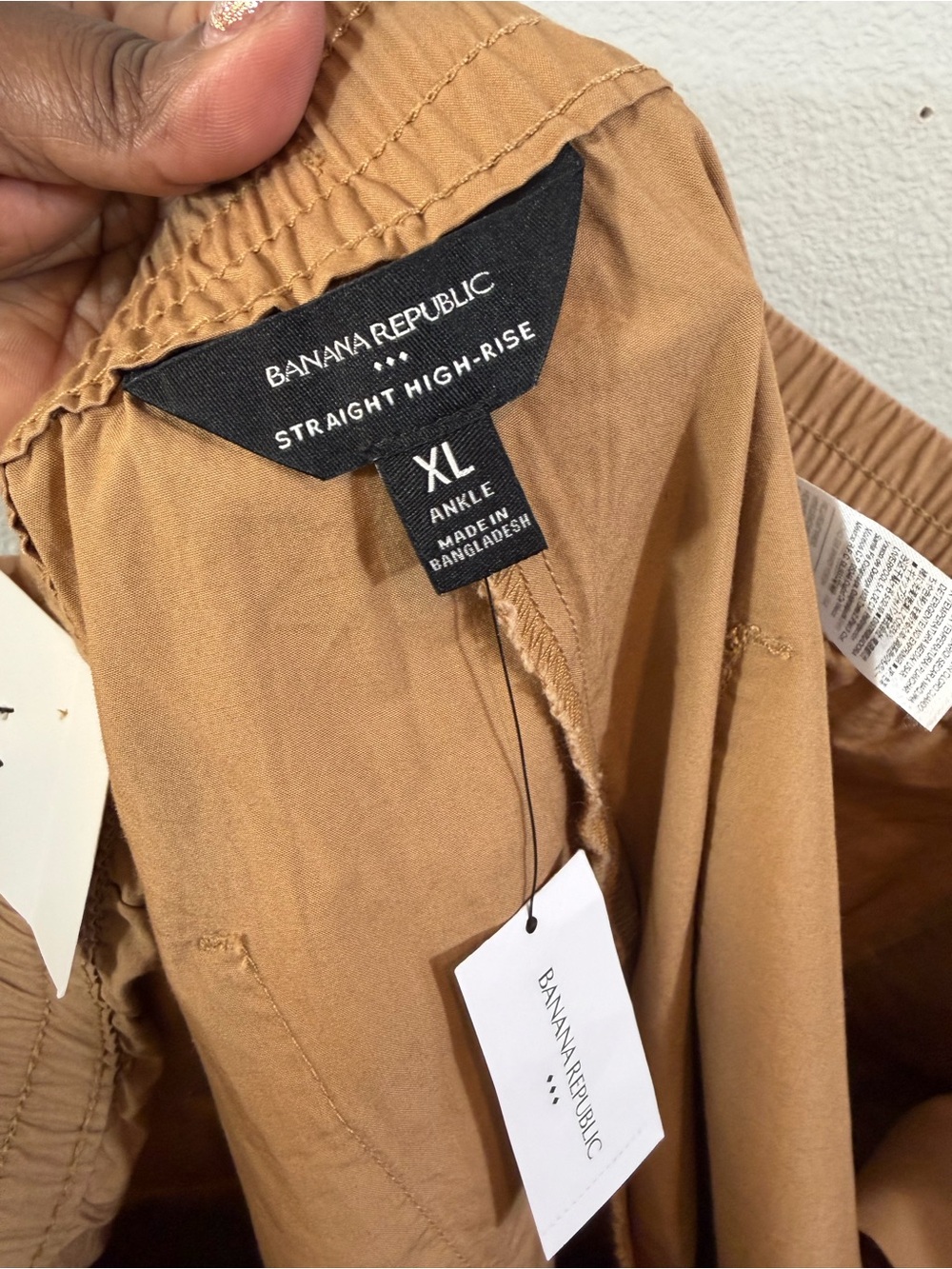 Banana Republic High Rise Poplin Straight Pull On Pants Size XL Tan Brown Cargo - Picture 10 of 14